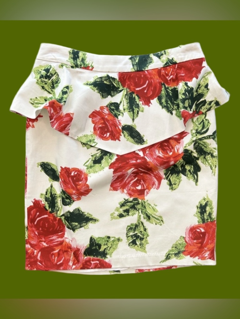 Forever 21 early 2000’s bold rose floral Cottagecore peplum pencil skirt NWT XS